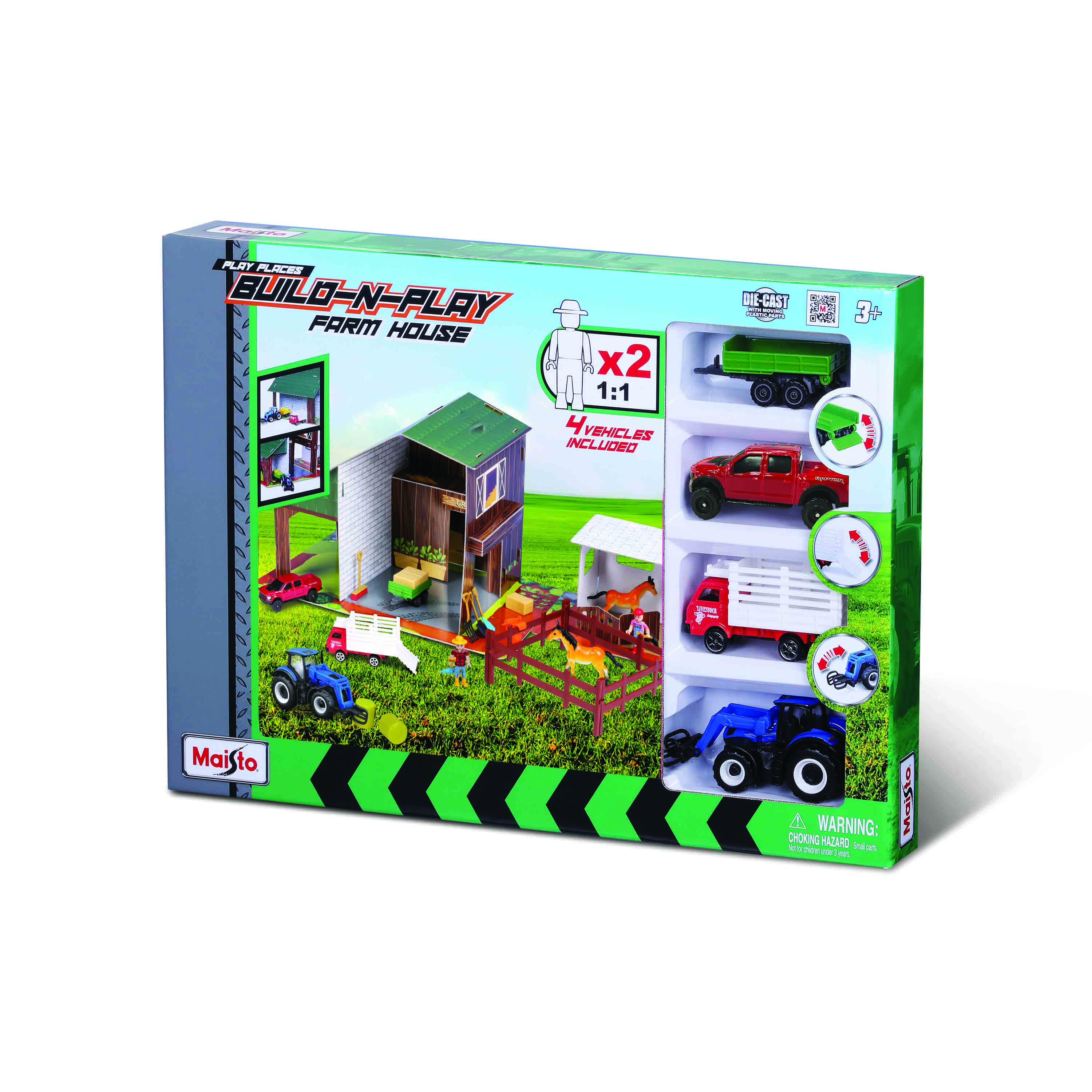 სათამაშო მანქანა Maisto მინი სამუშაო ტექნიკის სერია – ფერმის დელუქს ნაკრები – სათამაშო 1/64 - საკოლექციო მოდელი - satamasho manqana - ხედი 2